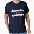 Chicago Skyline Flag T-Shirt - Streetwear Style Men Women - T-Shirt, Sweatshirt, Hoodie