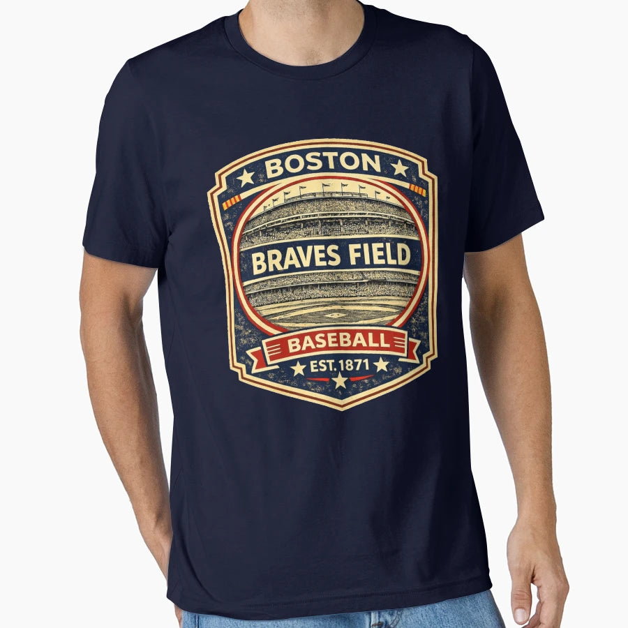 Defunct Boston Braves Field Baseball T-Shirt - Custom Art Print Unisex - T-Shirt, Sweatshirt, Hoodie