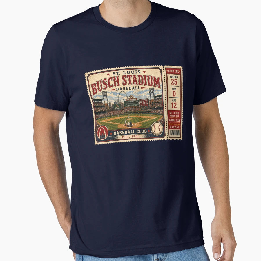 St Louis Baseball Ticket Stub Busch T-Shirt - Custom Art Print Men Women - T-Shirt, Sweatshirt, Hoodie