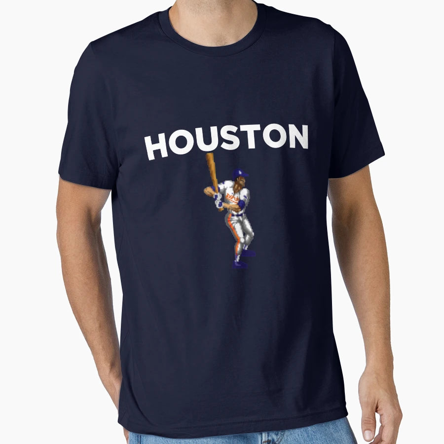 Houston Baseball Video Game 8 Bit T-Shirt - Minimalist Print Men Women - T-Shirt, Sweatshirt, Hoodie