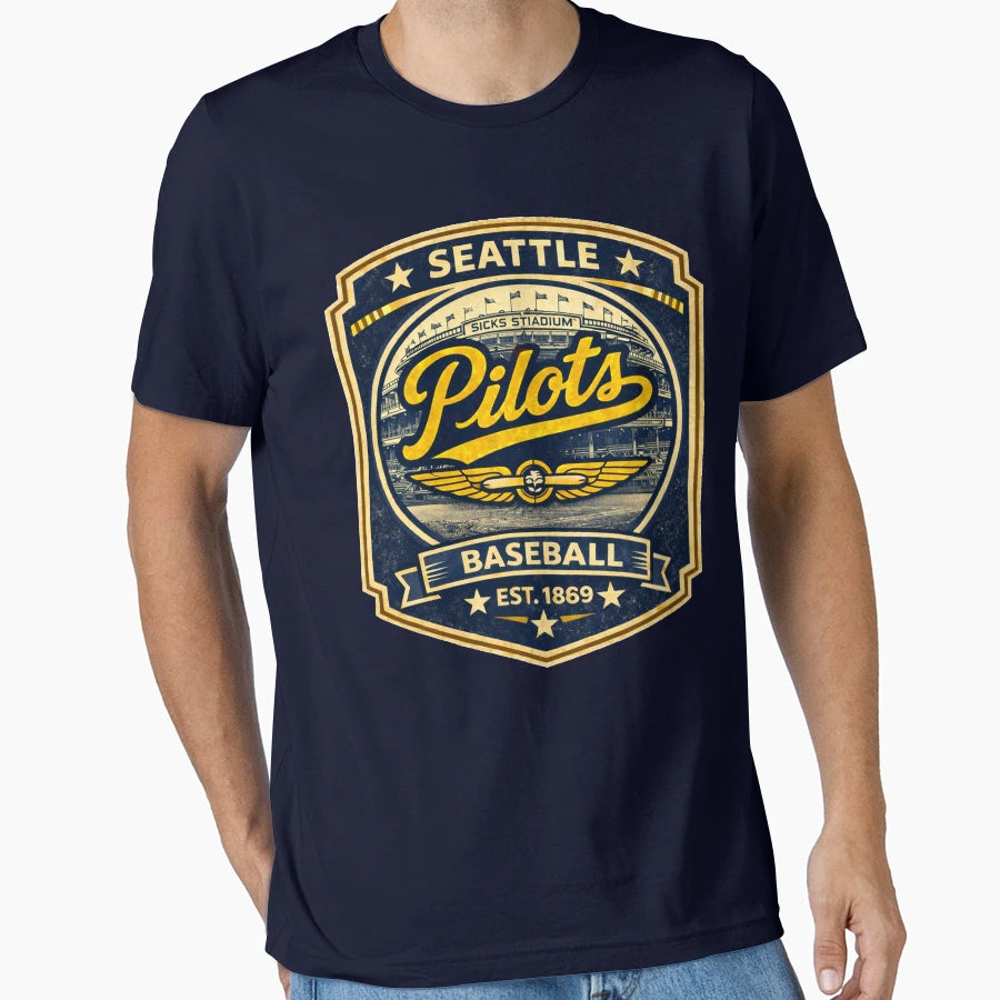 Defunct Seattle Pilots Baseball Badge T-Shirt - Streetwear Style Unisex - T-Shirt, Sweatshirt, Hoodie