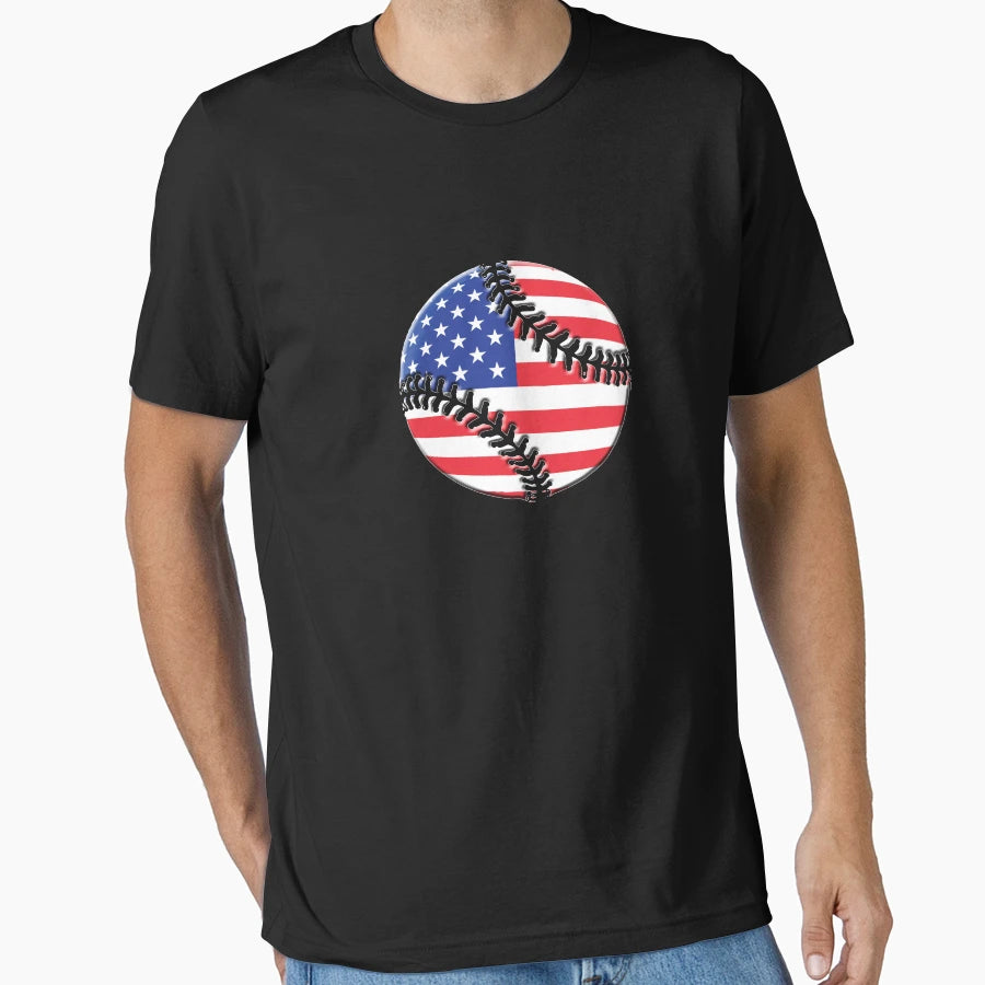 Usa Softball Baseball American Flag T-Shirt - Novelty Apparel for Adults - T-Shirt, Sweatshirt, Hoodie