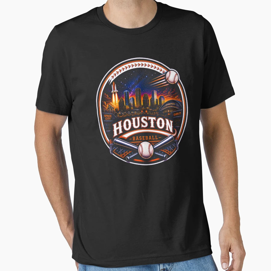 Houston Baseball Logo Space City Sports Hoodie - Aesthetic Graphic Unisex - T-Shirt, Sweatshirt, Hoodie