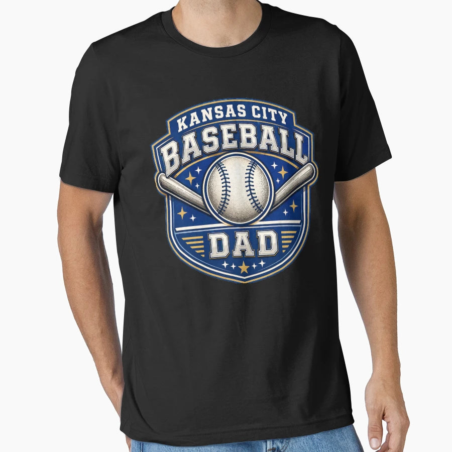Kansas City Baseball Dad Blue Gold T-Shirt - Fun Novelty Design Men Women - T-Shirt, Sweatshirt, Hoodie