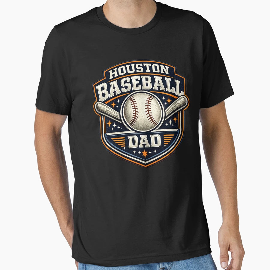 Houston Baseball Dad Orange Navy T-Shirt - Graphic Print for Adults - T-Shirt, Sweatshirt, Hoodie