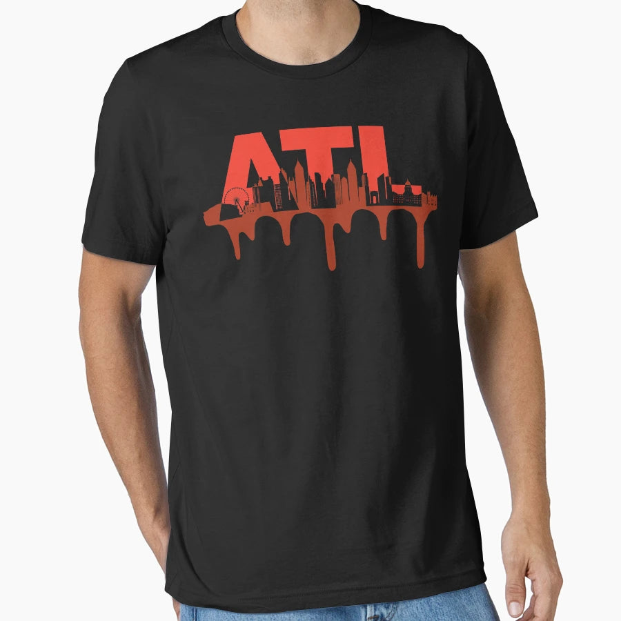 Atlanta City Skyline Silhouetted T-Shirt - Unique Graphic Men Women - T-Shirt, Sweatshirt, Hoodie