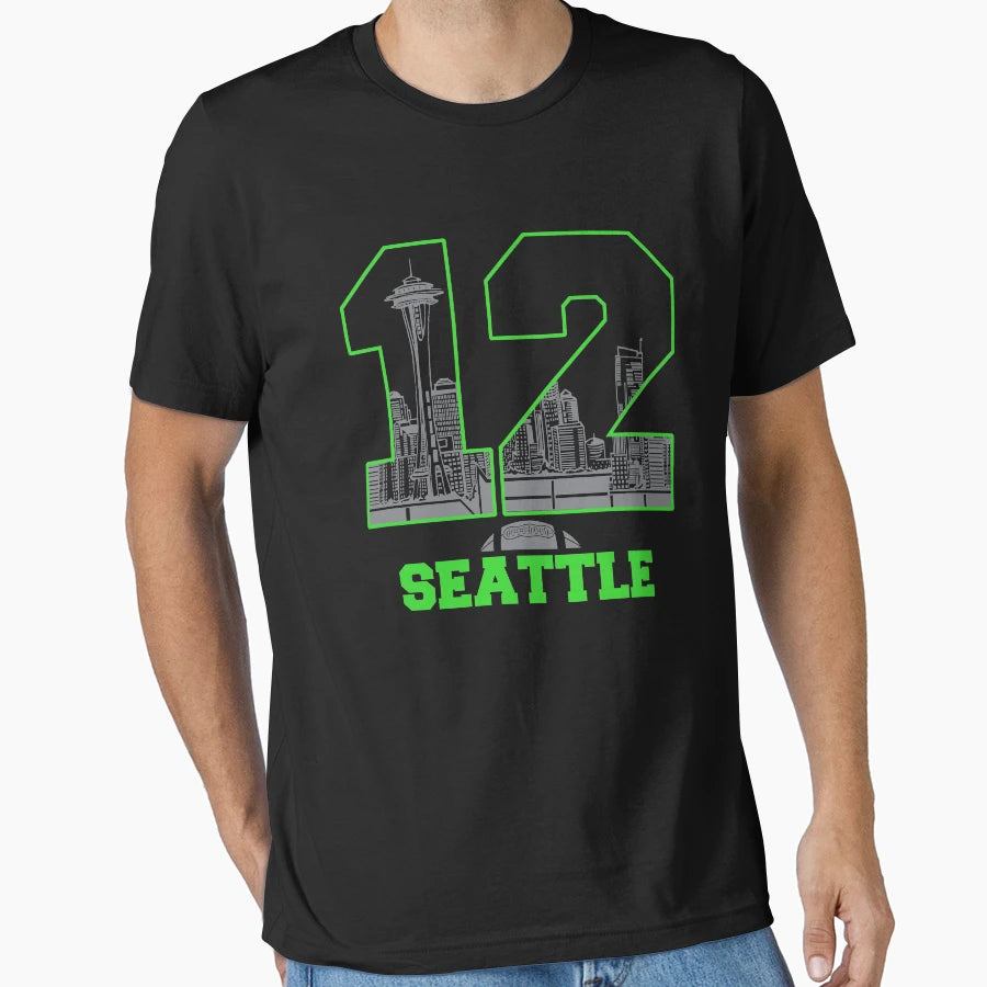 12 Seattle American Football T-Shirt - Minimalist Print Unisex - T-Shirt, Sweatshirt, Hoodie