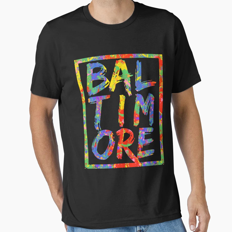 Baltimore 3 Level Rectangle Paint Splash T-Shirt - Streetwear Style Unisex - T-Shirt, Sweatshirt, Hoodie