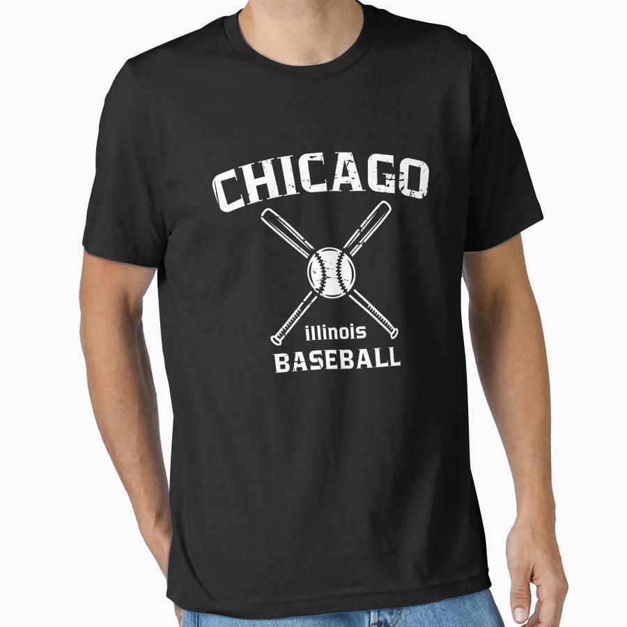 Chicago Illinois Baseball Skyline T-Shirt - Custom Art Print Men Women - T-Shirt, Sweatshirt, Hoodie