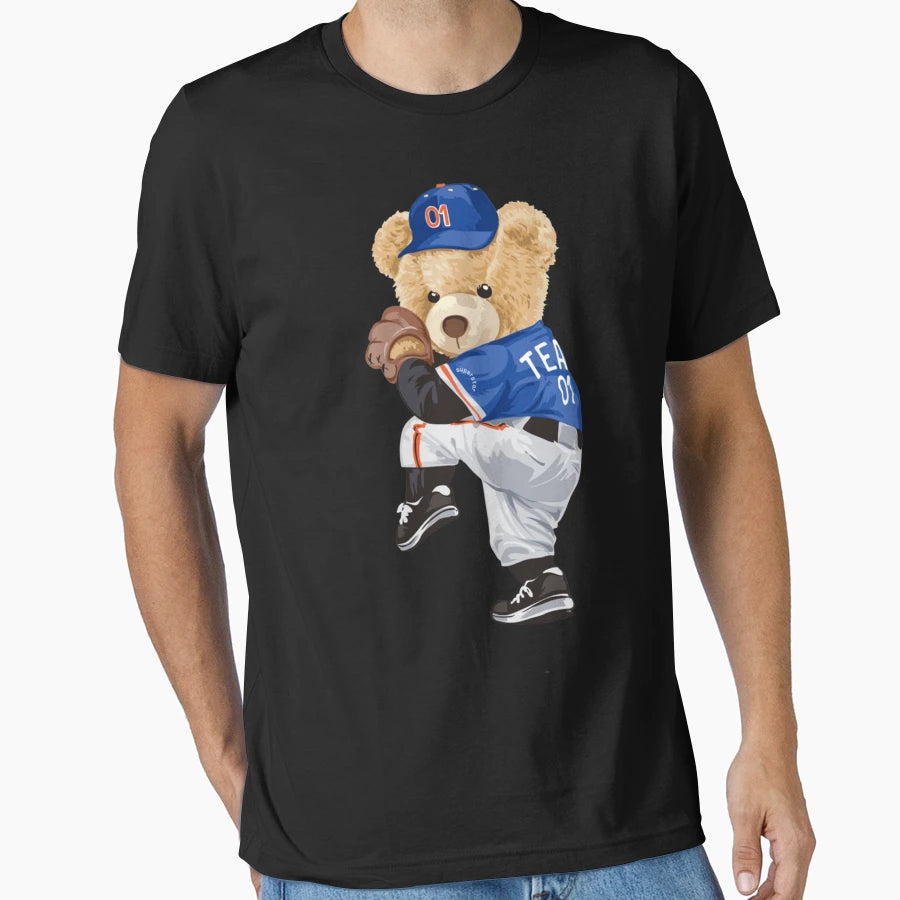 Baseball Pitcher Bear Adograble T-Shirt - Graphic Print Men Women - T-Shirt, Sweatshirt, Hoodie