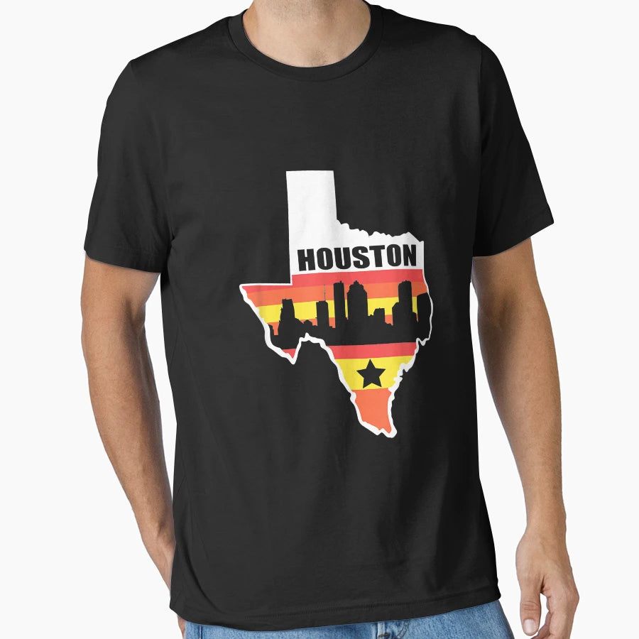 Houston Texas State Flag Houston Skyline T-Shirt - Graphic Print Unisex - T-Shirt, Sweatshirt, Hoodie