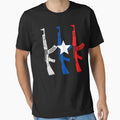 Usa Flag Gun Illustration T-Shirt - Aesthetic Graphic for Adults - T-Shirt, Sweatshirt, Hoodie