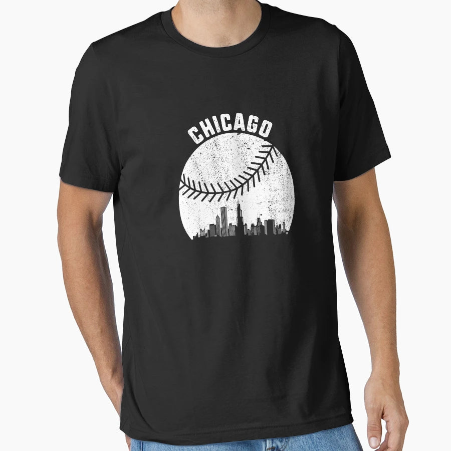 Chicago Skyline Baseball Fan Illinois T-Shirt - Trendy Graphic for Adults - T-Shirt, Sweatshirt, Hoodie