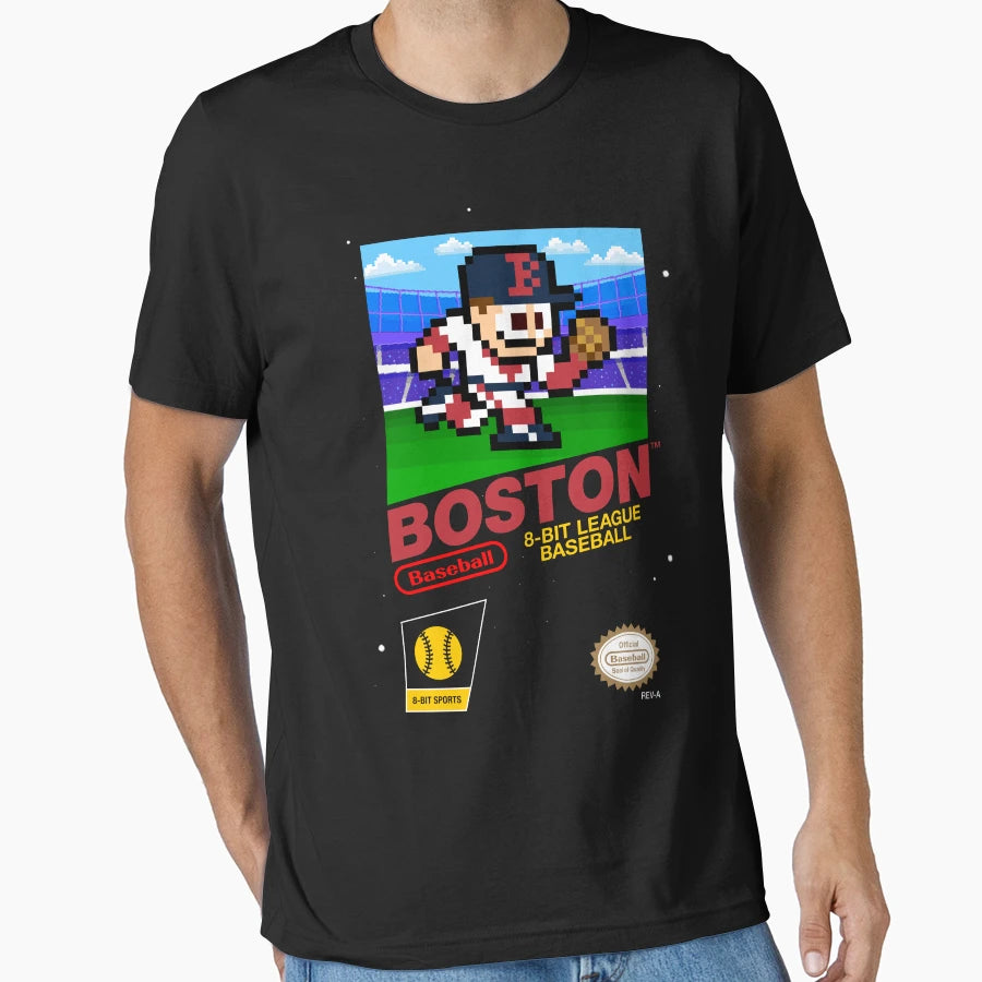 Boston 8 Bit Videogame Cart T-Shirt - Fun Novelty Design for Adults - T-Shirt, Sweatshirt, Hoodie