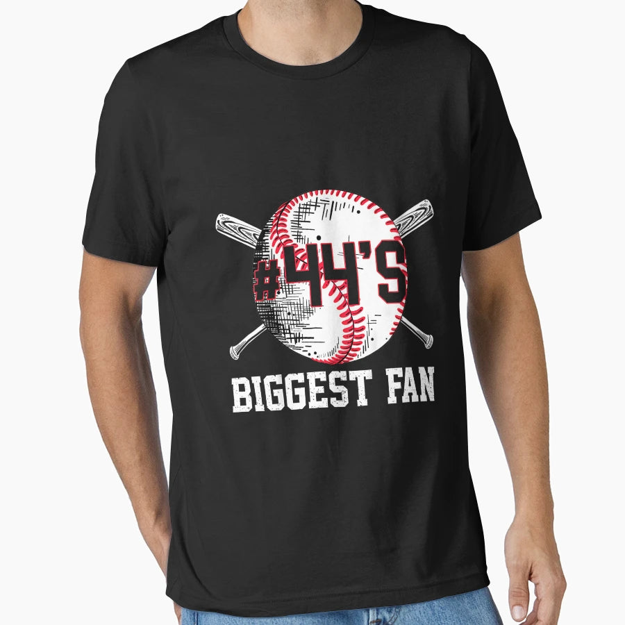 Number 44 Baseball Biggest Fan Mom Dad T-Shirt - Trendy Graphic Unisex - T-Shirt, Sweatshirt, Hoodie