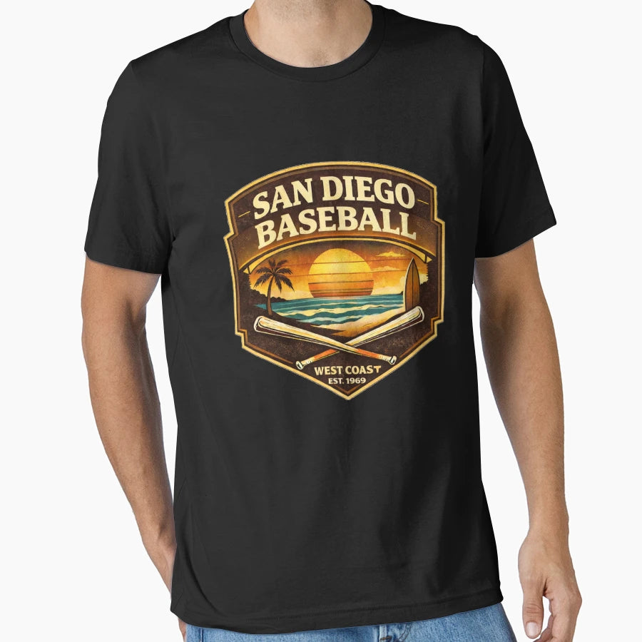 San Diego Baseball West Coast Est T-Shirt - Minimalist Print Men Women - T-Shirt, Sweatshirt, Hoodie