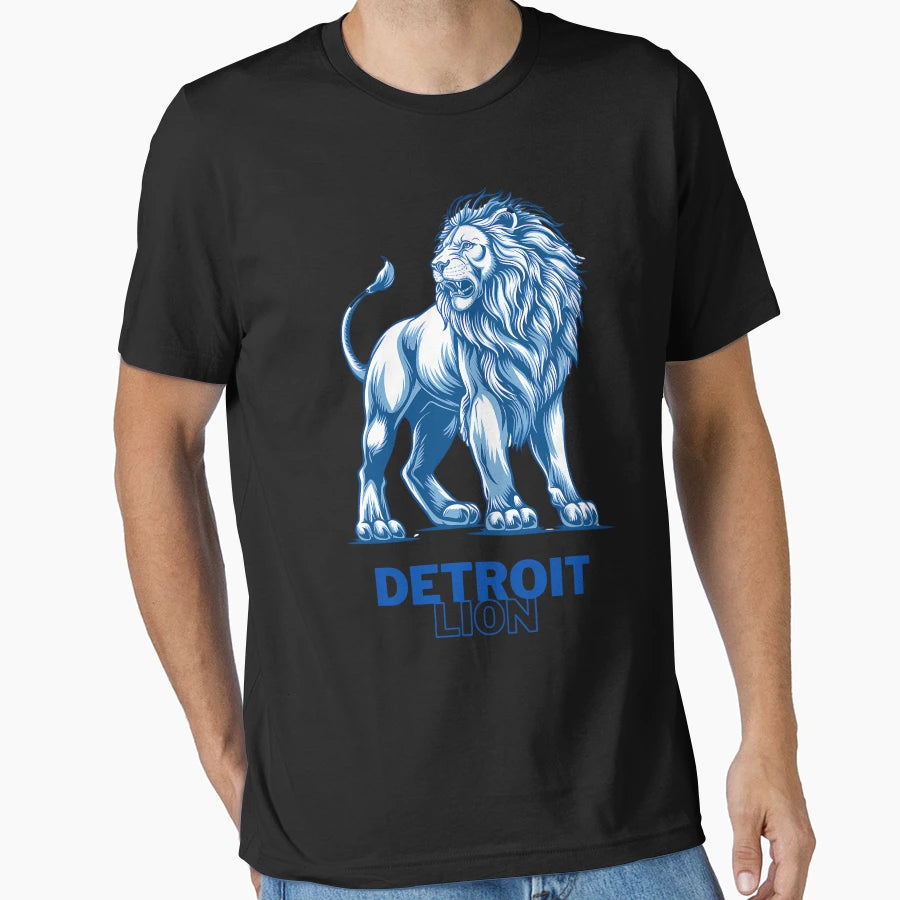 Detroit Lion Majestic Blue Pride T-Shirt - Fun Novelty Design for Adults - T-Shirt, Sweatshirt, Hoodie