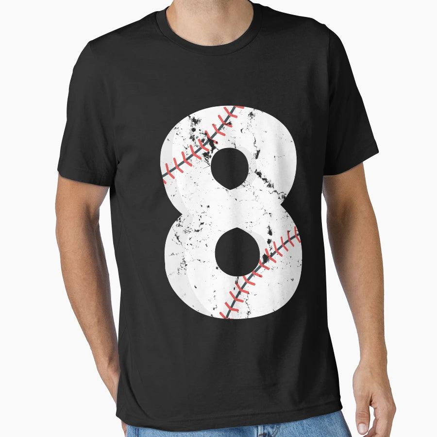 8 Birthday Baseball Number 8 T-Shirt - Custom Art Print Men Women - T-Shirt, Sweatshirt, Hoodie
