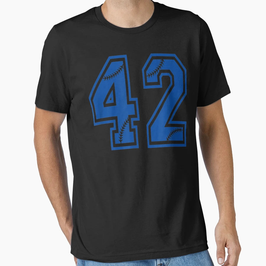 Baseball Number 42 Blue Sports Player T-Shirt - Graphic Print Men Women - T-Shirt, Sweatshirt, Hoodie