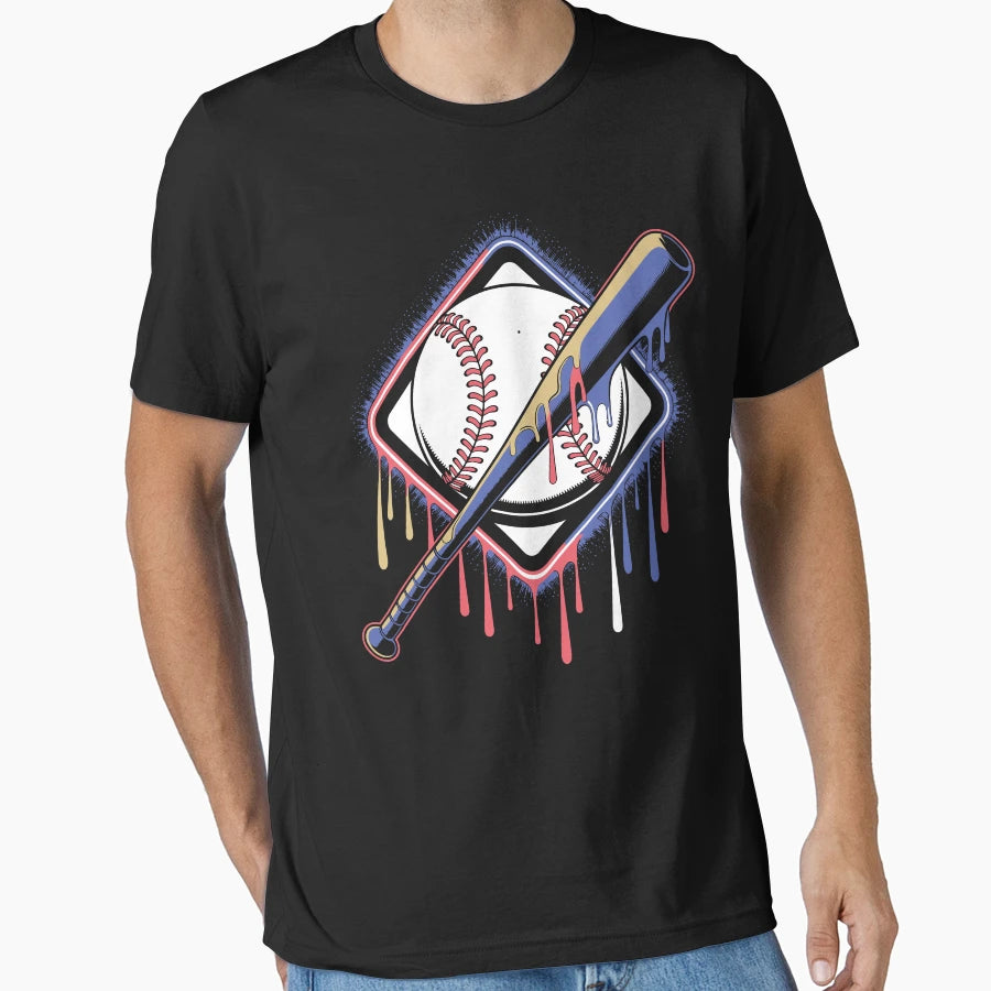 Baseball Home Plate Drip Colorful T-Shirt - Aesthetic Graphic for Adults - T-Shirt, Sweatshirt, Hoodie