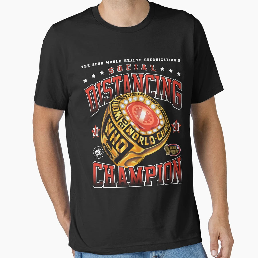 Social Distancing Champion Black Png T-Shirt - Novelty Apparel Unisex - T-Shirt, Sweatshirt, Hoodie