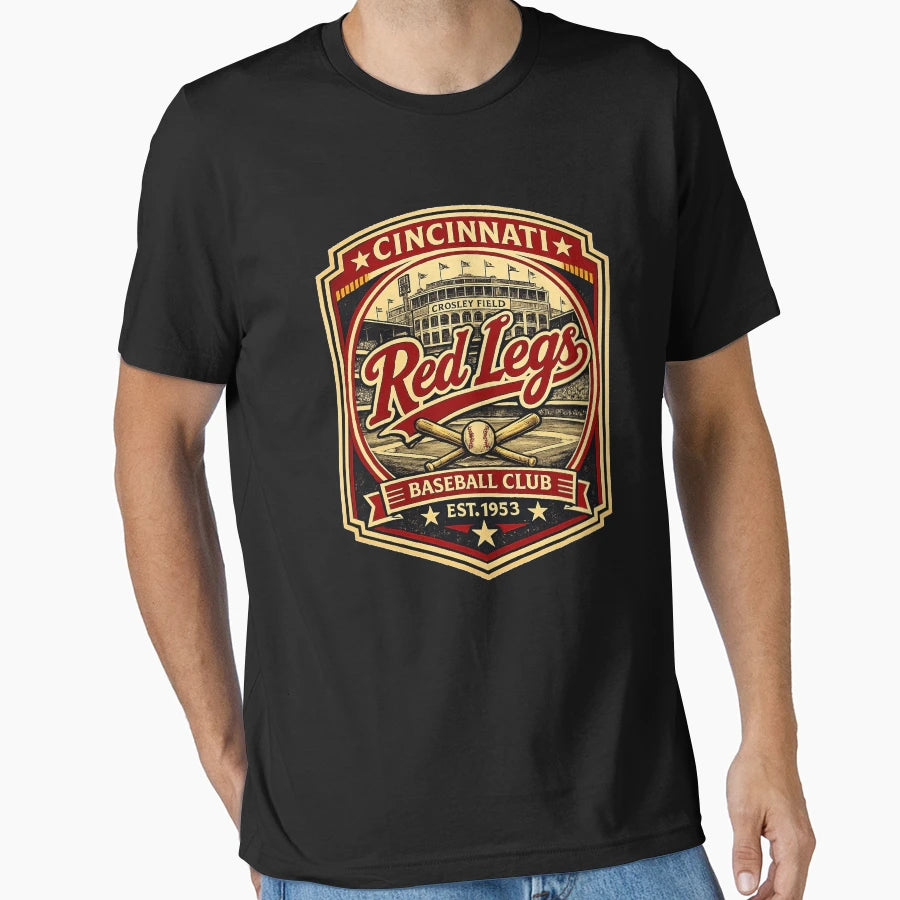 Defunct Cincinnati Red Legs Baseball T-Shirt - Custom Art Print for Adults - T-Shirt, Sweatshirt, Hoodie