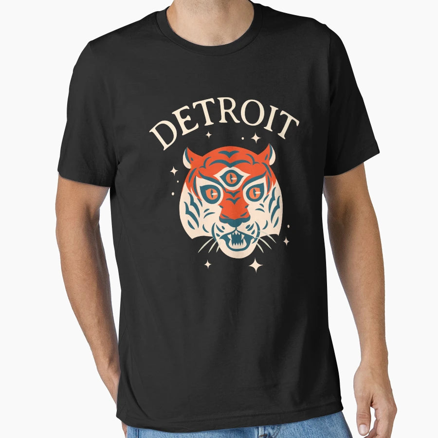 Detroit Three Eyed Tiger T-Shirt - Minimalist Print Men Women - T-Shirt, Sweatshirt, Hoodie