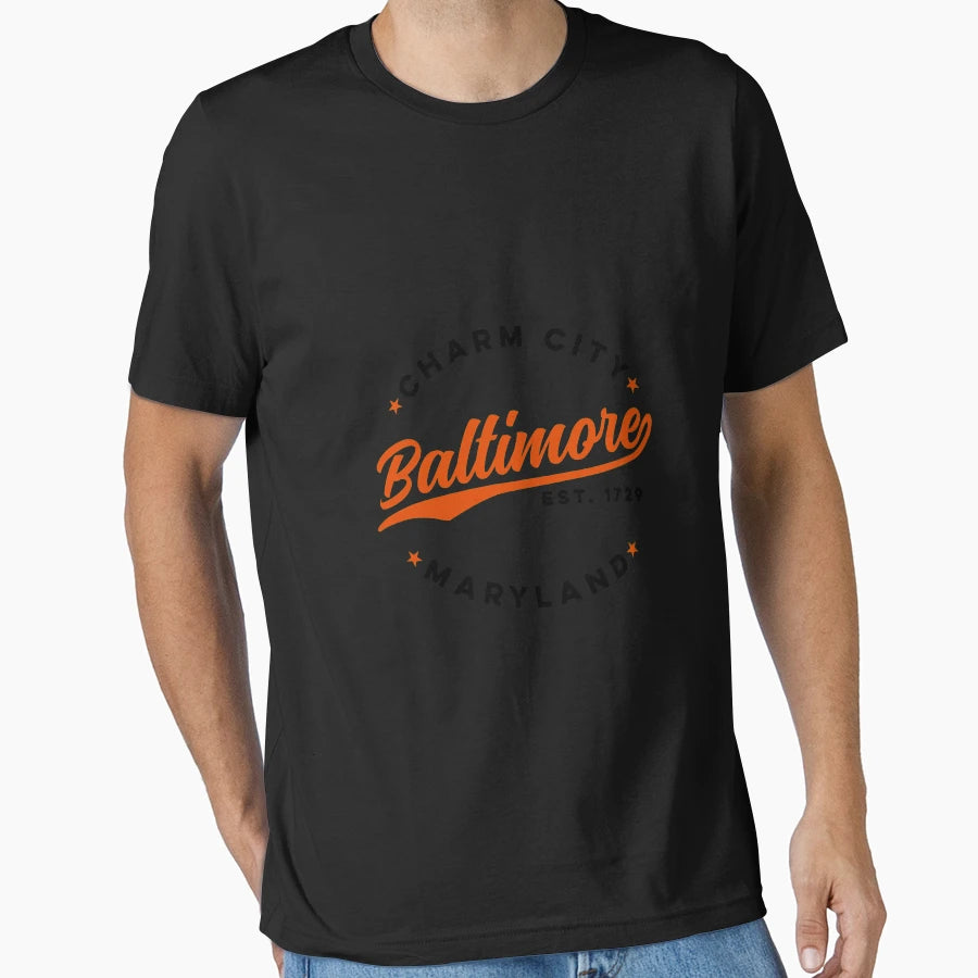 Baltimore Charm City Maryland Blue Red T-Shirt - Trendy Graphic Men Women - T-Shirt, Sweatshirt, Hoodie
