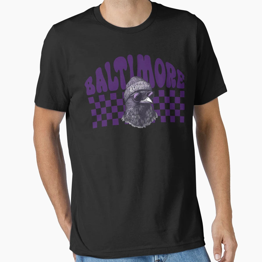 Groovy Balt Imore Ravens Mascot Game Day T-Shirt - Graphic Print Unisex - T-Shirt, Sweatshirt, Hoodie