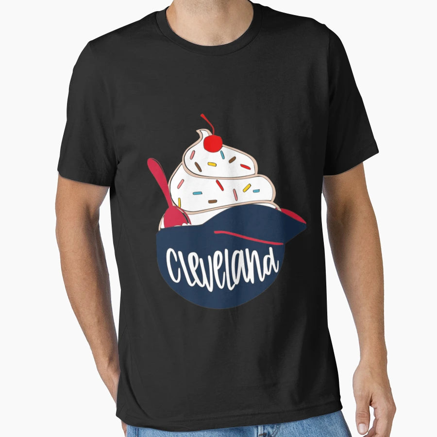Cleveland Baseball Ice Cream T-Shirt - Casual Everyday Wear Men Women - T-Shirt, Sweatshirt, Hoodie