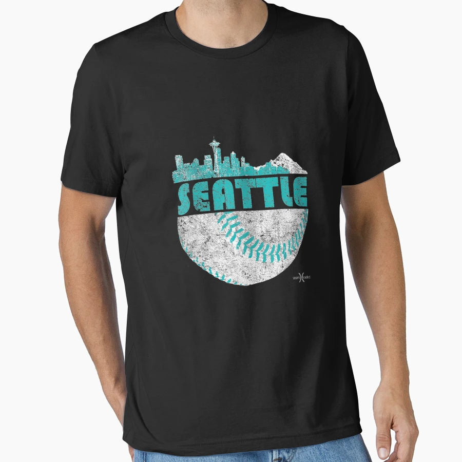 Seattle Baseball Skyline T-Shirt - Fun Novelty Design for Adults - T-Shirt, Sweatshirt, Hoodie