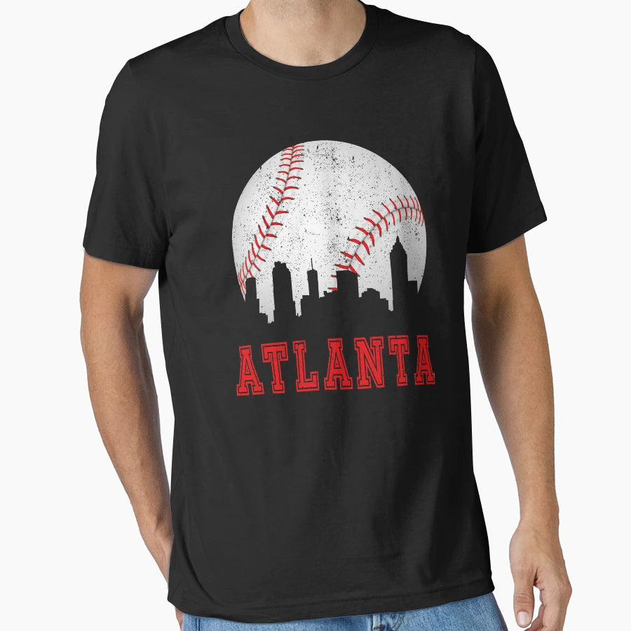 Atlanta Baseball Skyline T-Shirt - Fun Novelty Design Men Women - T-Shirt, Sweatshirt, Hoodie