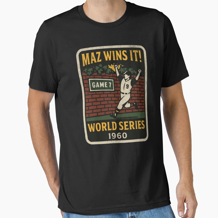 Maz Wins It 1960 World Series Home Run T-Shirt - Unique Graphic for Adults - T-Shirt, Sweatshirt, Hoodie