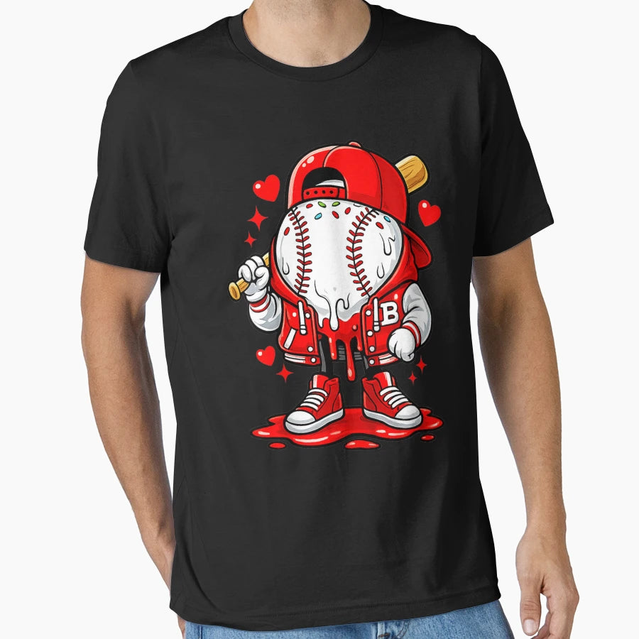 Baseball Drip Ice Cream Valentine T-Shirt - Custom Art Print for Adults - T-Shirt, Sweatshirt, Hoodie
