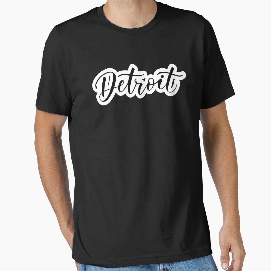 Detroit Script Michigan Raised Me T-Shirt - Novelty Apparel for Adults - T-Shirt, Sweatshirt, Hoodie