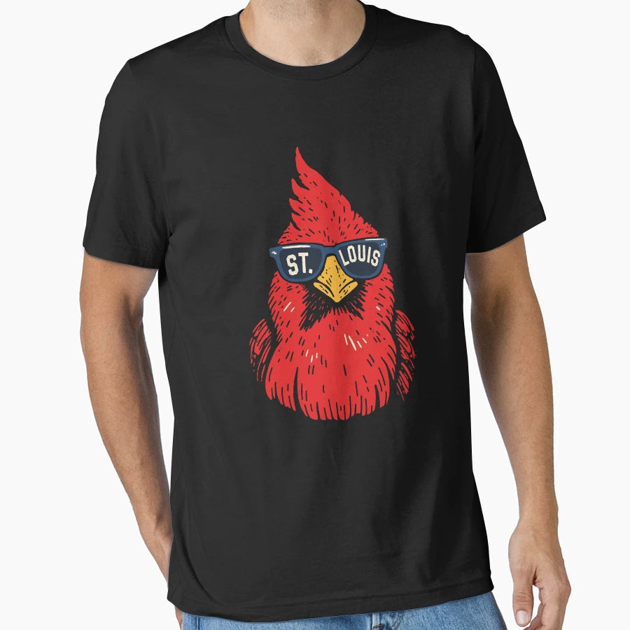 Red Bird Mascot Drawing Baseball T-Shirt - Custom Art Print Men Women - T-Shirt, Sweatshirt, Hoodie