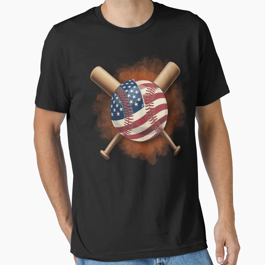 American Flag Baseball T-Shirt - Streetwear Style for Adults - T-Shirt, Sweatshirt, Hoodie