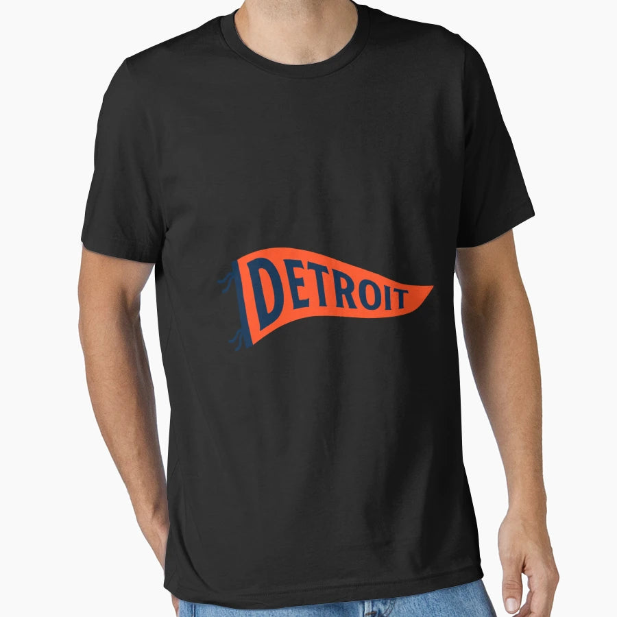 Detroit Pennant Navy 2 T-Shirt - Fun Novelty Design Unisex - T-Shirt, Sweatshirt, Hoodie