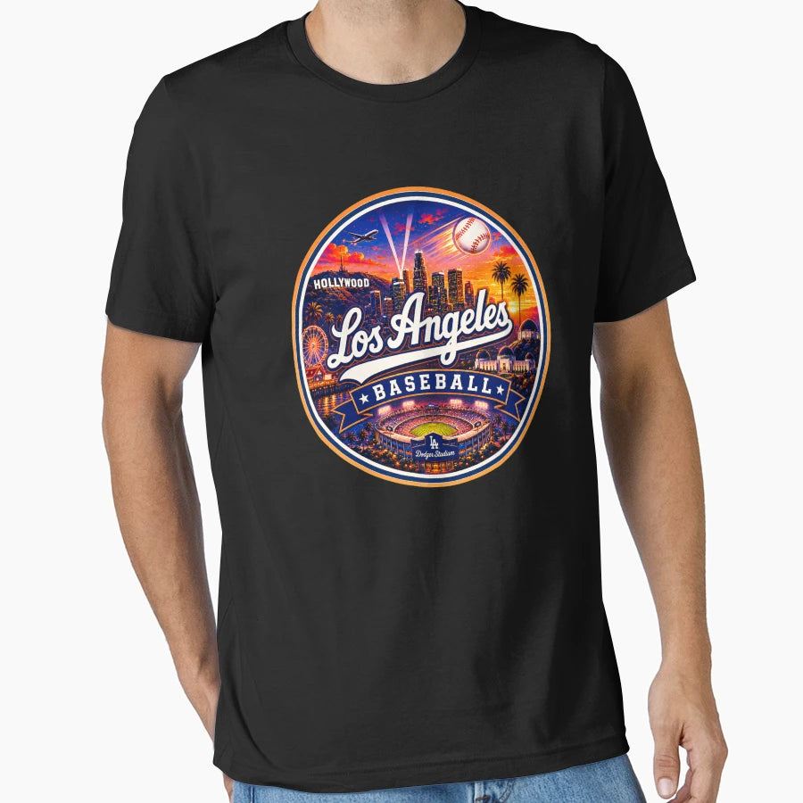 Warm Sunset Los Angeles Baseball Emblem T-Shirt - Minimalist Print Unisex - T-Shirt, Sweatshirt, Hoodie