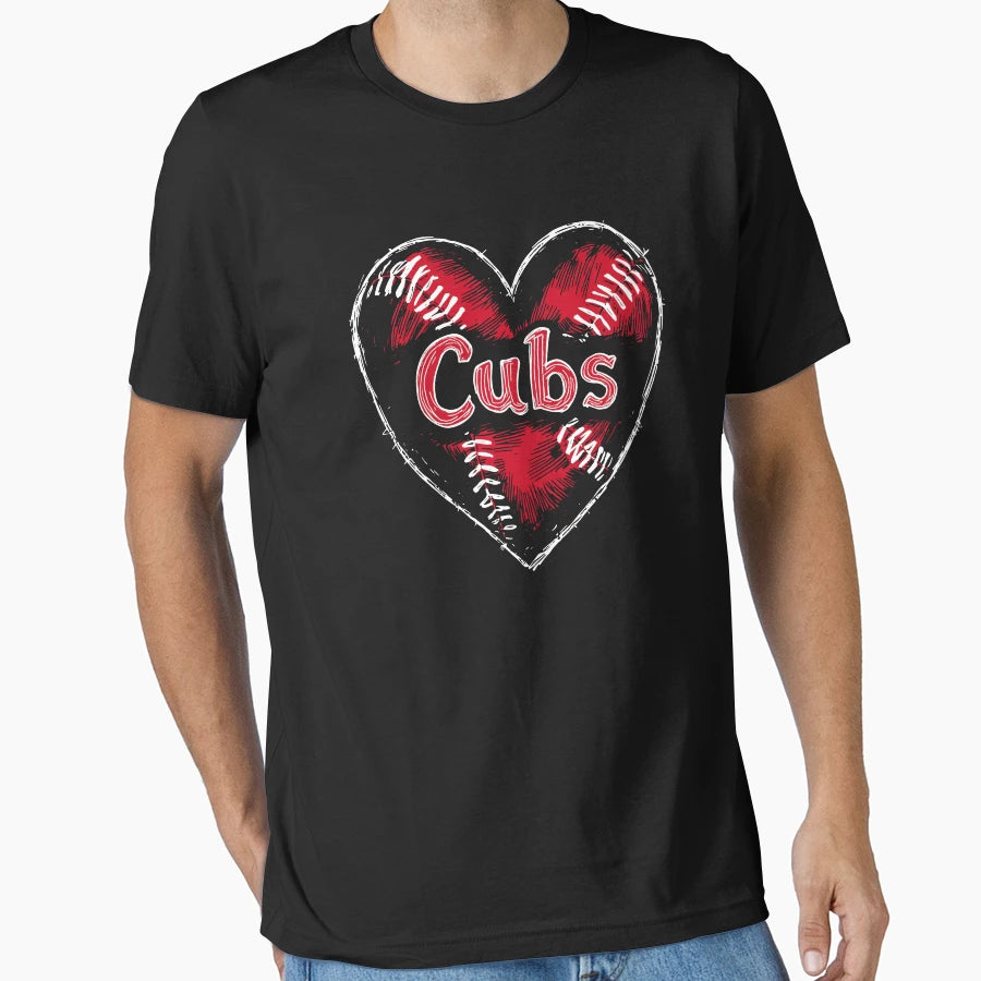 Love Baseball Heart Stitch Red Blue T-Shirt - Aesthetic Graphic Unisex - T-Shirt, Sweatshirt, Hoodie