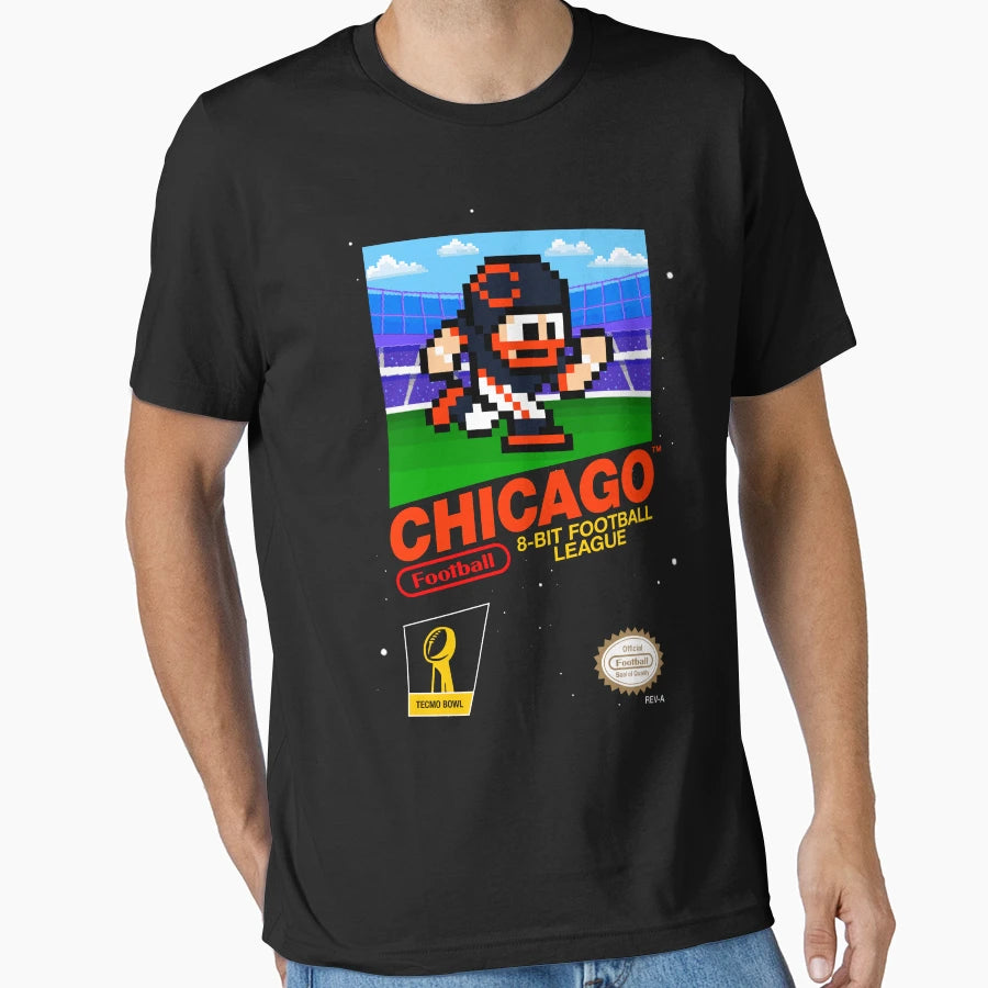 Chicago Bears 8 Bit Videogames T-Shirt - Aesthetic Graphic for Adults - T-Shirt, Sweatshirt, Hoodie