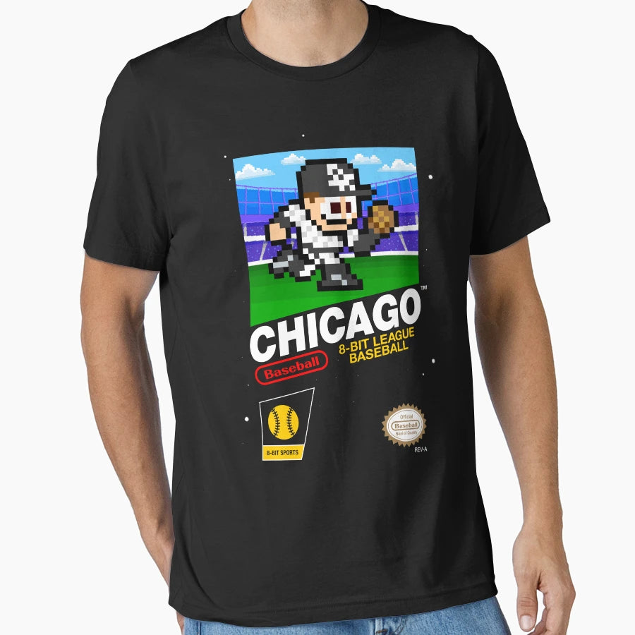 Chicago 8 Bit Videogame Cart T-Shirt - Unique Graphic for Adults - T-Shirt, Sweatshirt, Hoodie