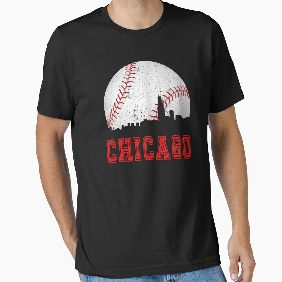 Chicago Baseball Skyline T-Shirt - Casual Everyday Wear for Adults - T-Shirt, Sweatshirt, Hoodie