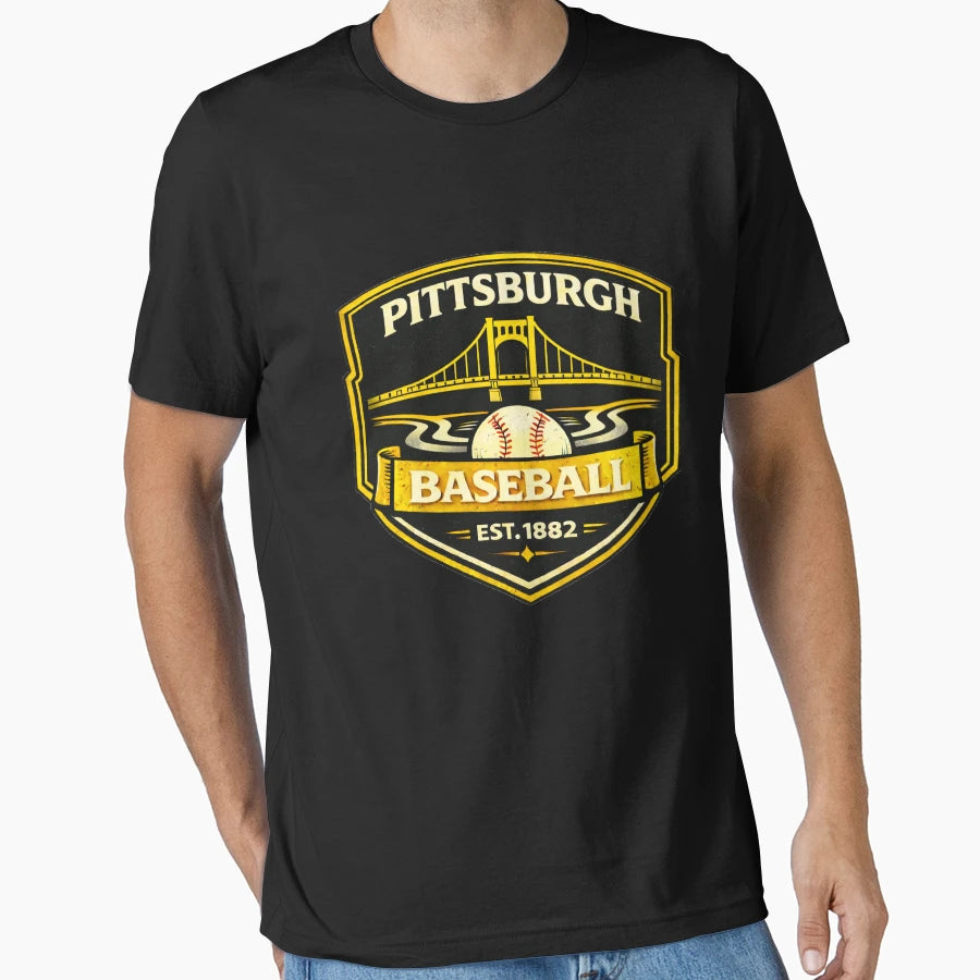 Pittsburgh Baseball Badge Est 1882 T-Shirt - Custom Art Print for Adults - T-Shirt, Sweatshirt, Hoodie