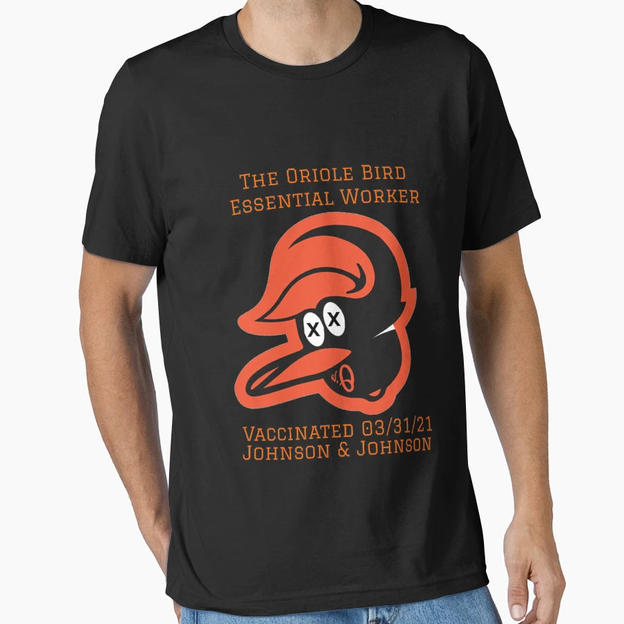 Oriole Bird Worker Baltimore Vaccine T-Shirt - Trendy Graphic for Adults - T-Shirt, Sweatshirt, Hoodie