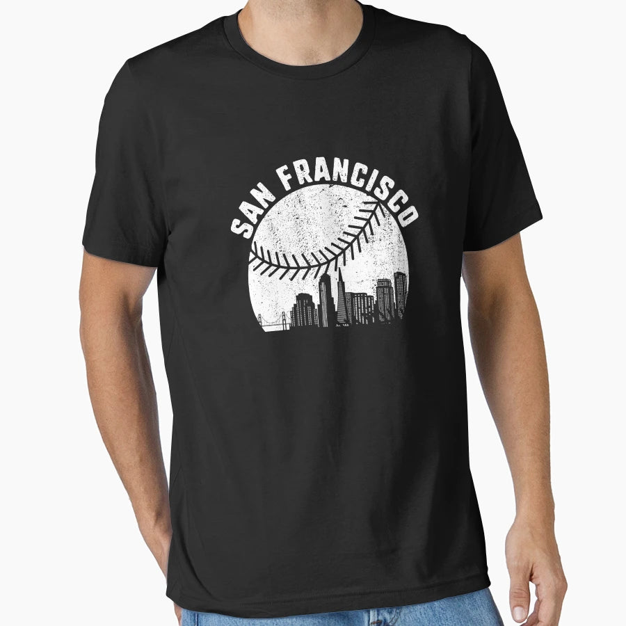 San Francisco Skyline Baseball Fan T-Shirt - Minimalist Print for Adults - T-Shirt, Sweatshirt, Hoodie