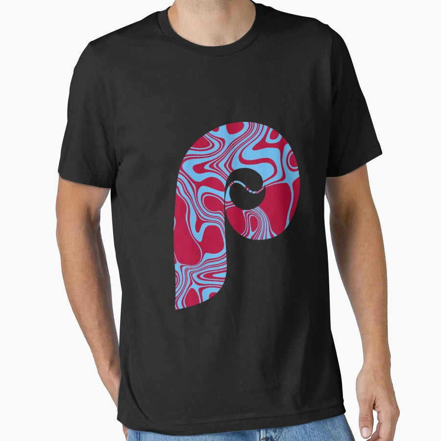 Red And Blue Marble Font T-Shirt - Minimalist Print for Adults - T-Shirt, Sweatshirt, Hoodie
