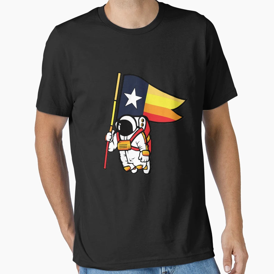 Houston Champ Texas Flag Astronaut T-Shirt - Fun Novelty Design Unisex - T-Shirt, Sweatshirt, Hoodie