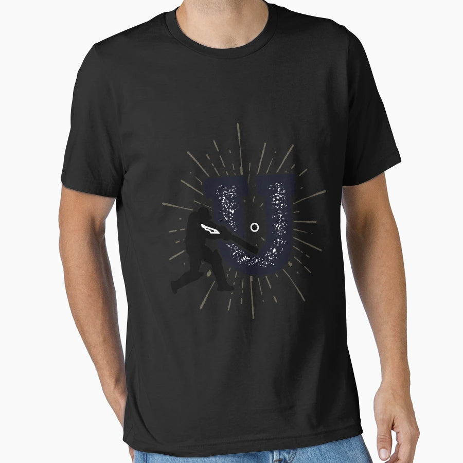 Monogram U Cricket Batter Sunburst T-Shirt - Custom Art Print Men Women - T-Shirt, Sweatshirt, Hoodie