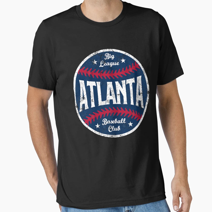 Atlanta Big League Baseball White T-Shirt - Custom Art Print Unisex - T-Shirt, Sweatshirt, Hoodie